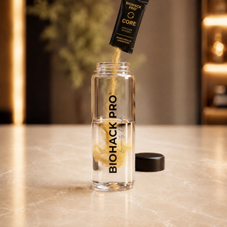 Stick CORE de BIOHACK PRO vertiéndose en la botella