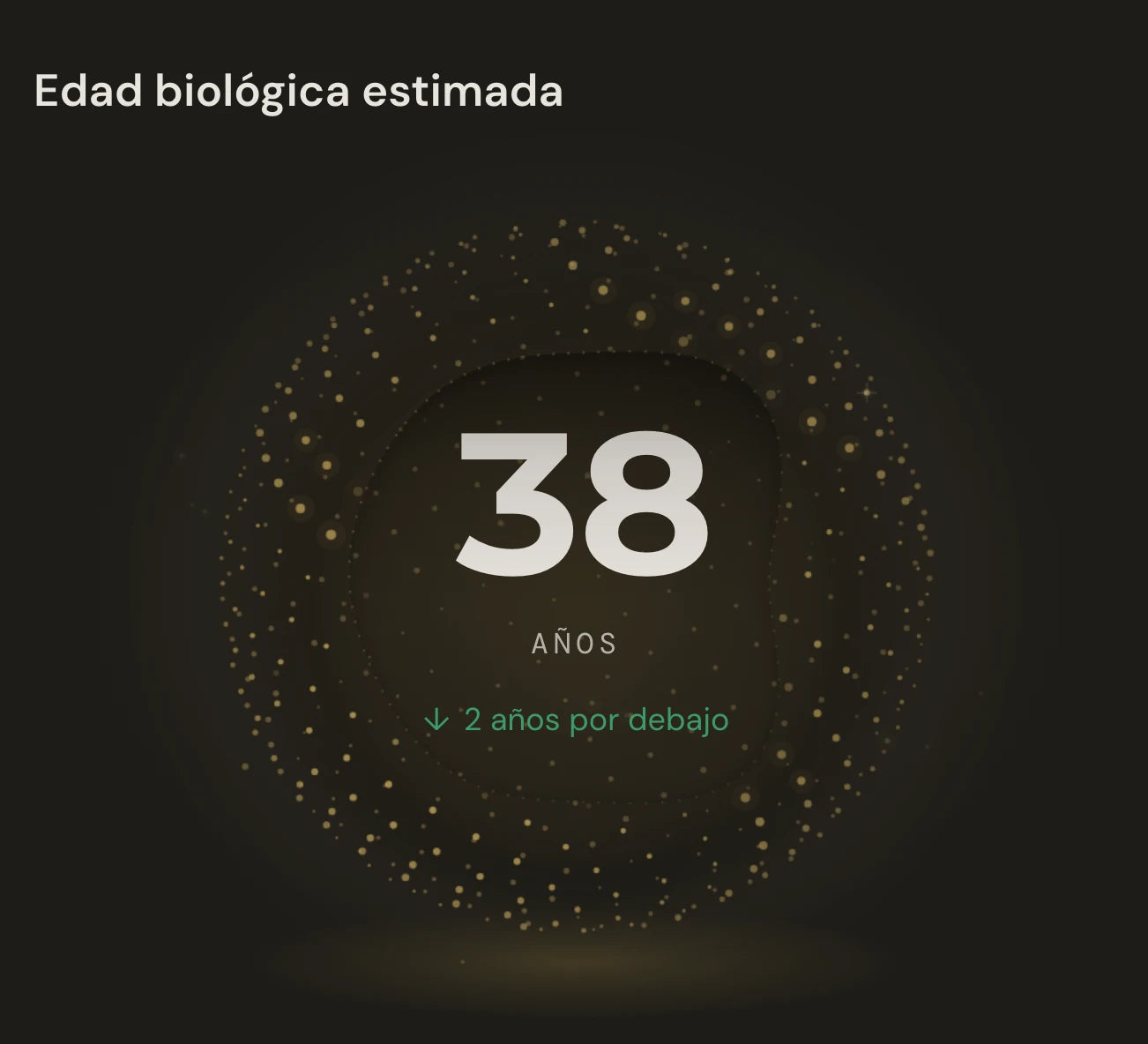 Edad biológica estimada en el informe: 38 años, 2 por debajo de la edad real